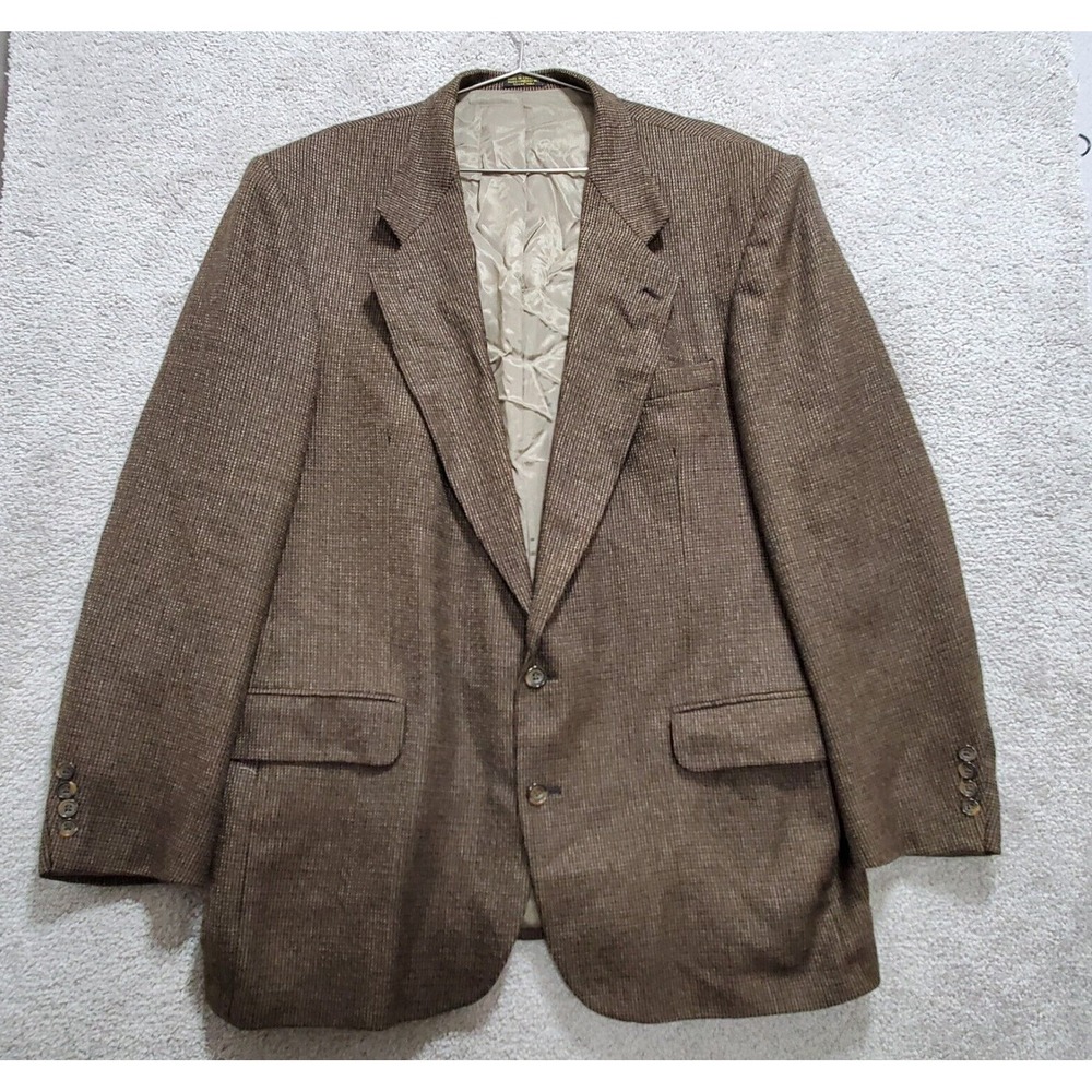 Oscar‎ de la Renta Blazer Men 46 L Brown Single Breasted Houndstooth Dad Grandpa